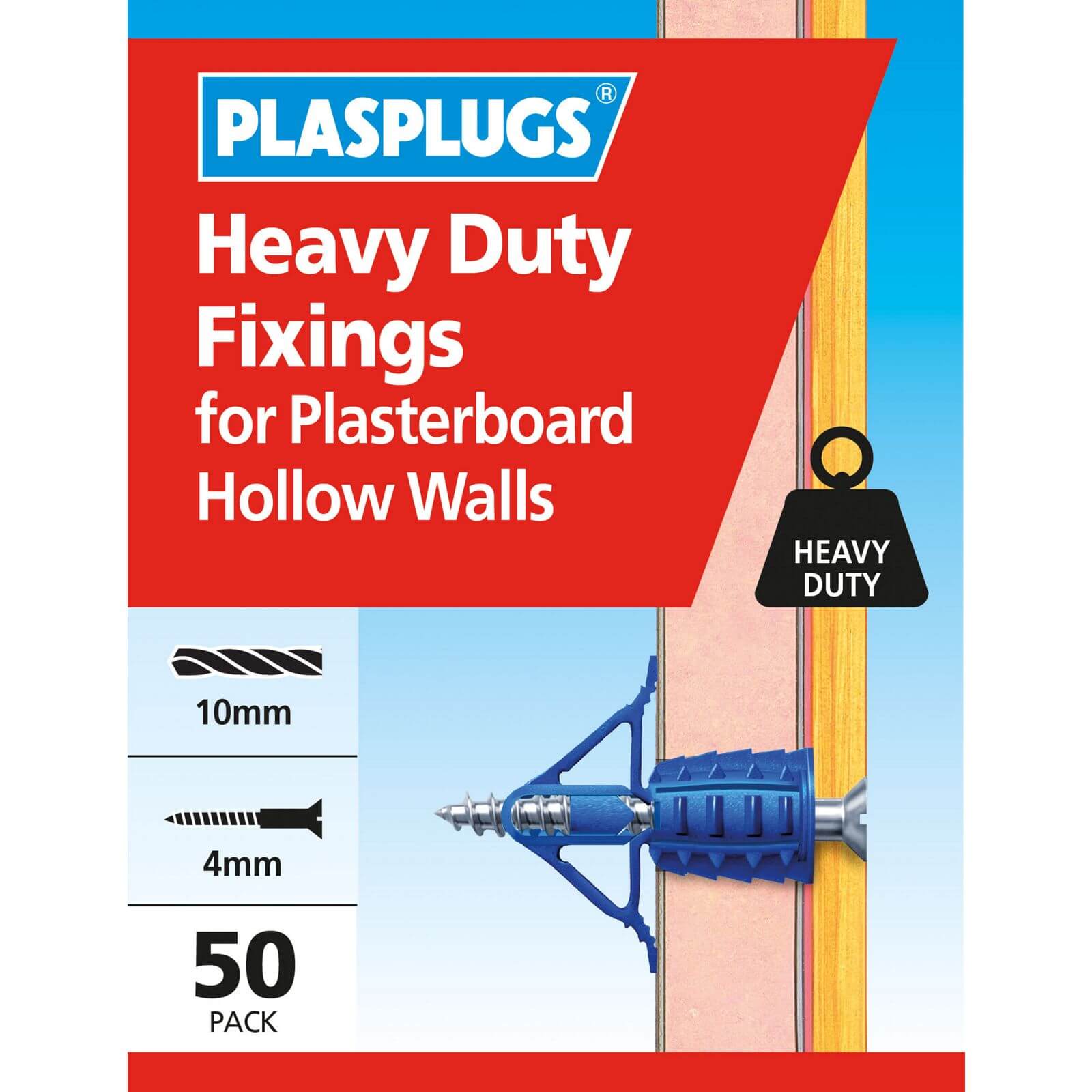 Plasplugs HD Plasterboard Hollow Wall Fixings x 50 Homebase