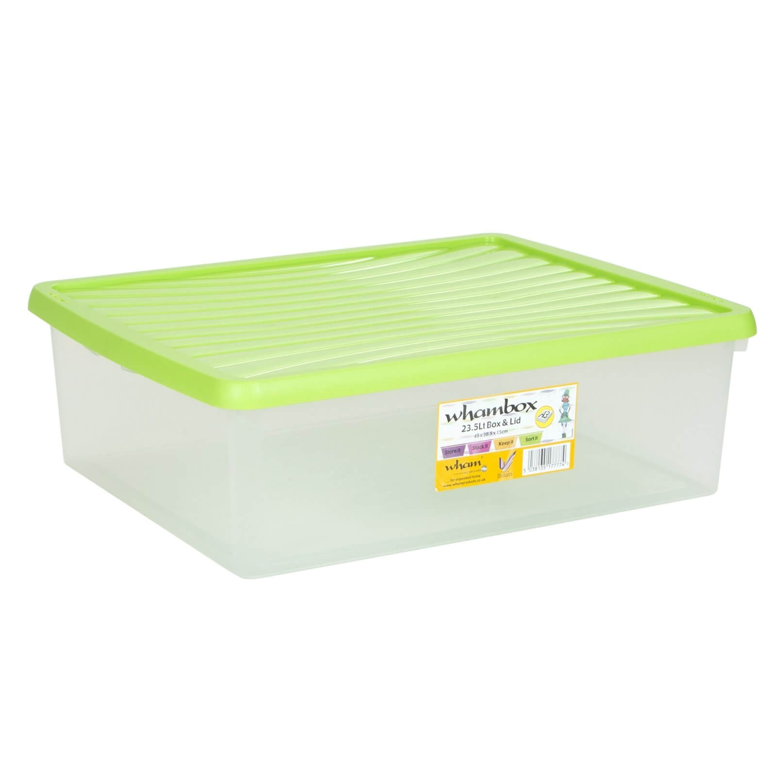 Wham 23L Storage Box and Lime Green Lid Homebase