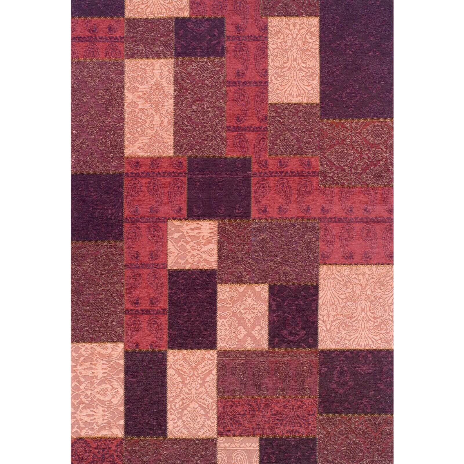 Apelle Patchwork Rug Burgundy 120 x 170cm Homebase