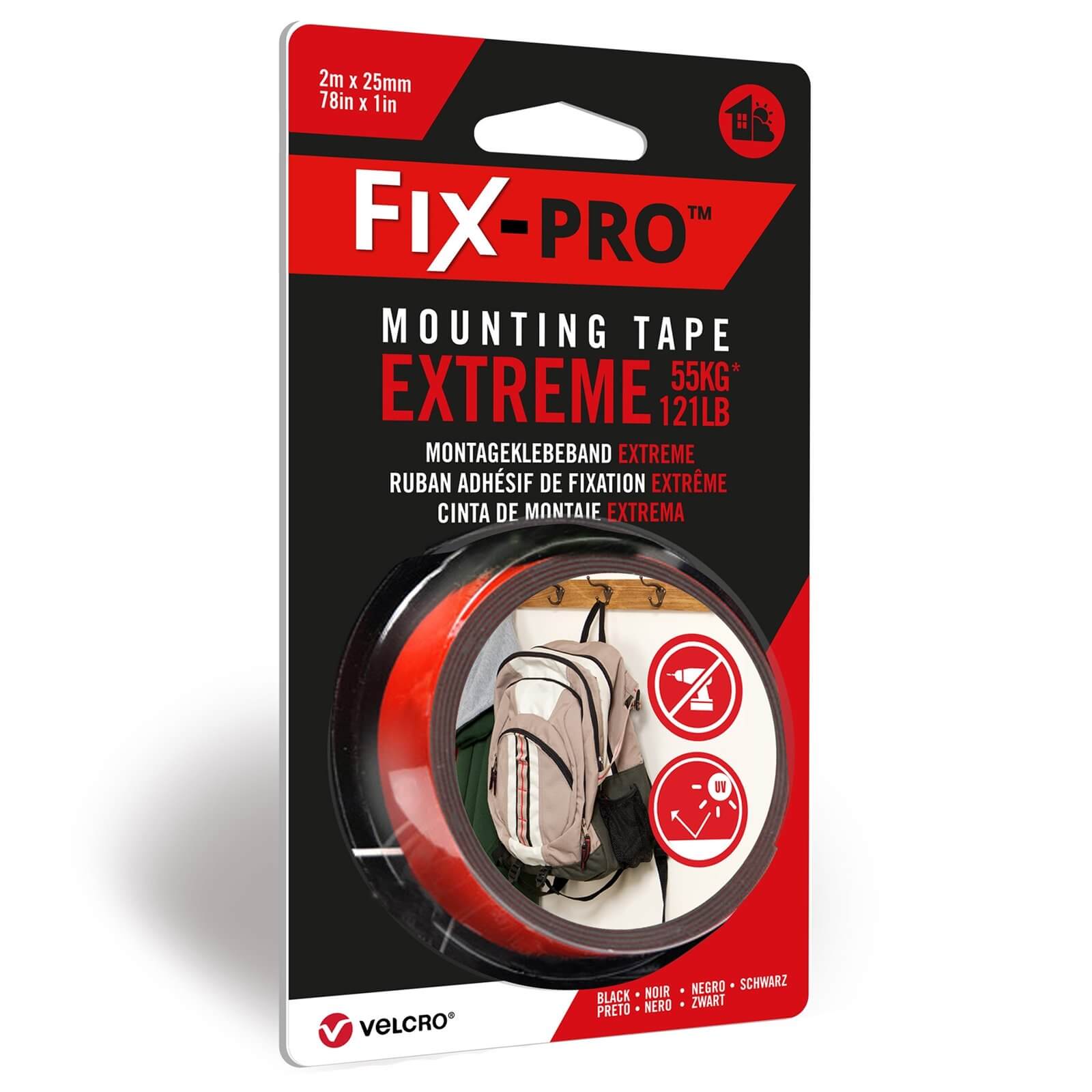 VELCRO Mounting Tape 2m x 25mm Black Extreme Homebase