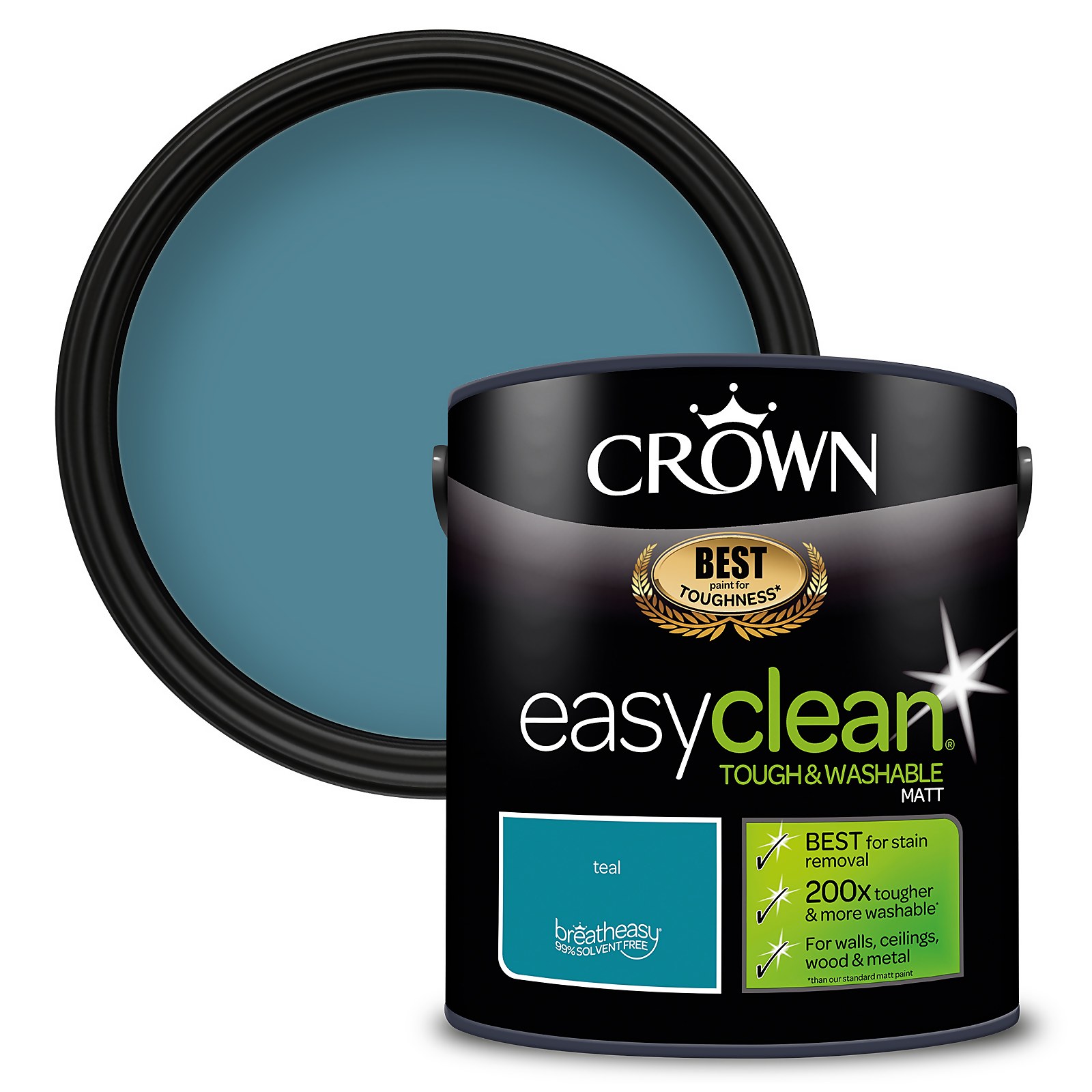 Crown Easyclean 200 Teal Matt Paint 2.5L Homebase