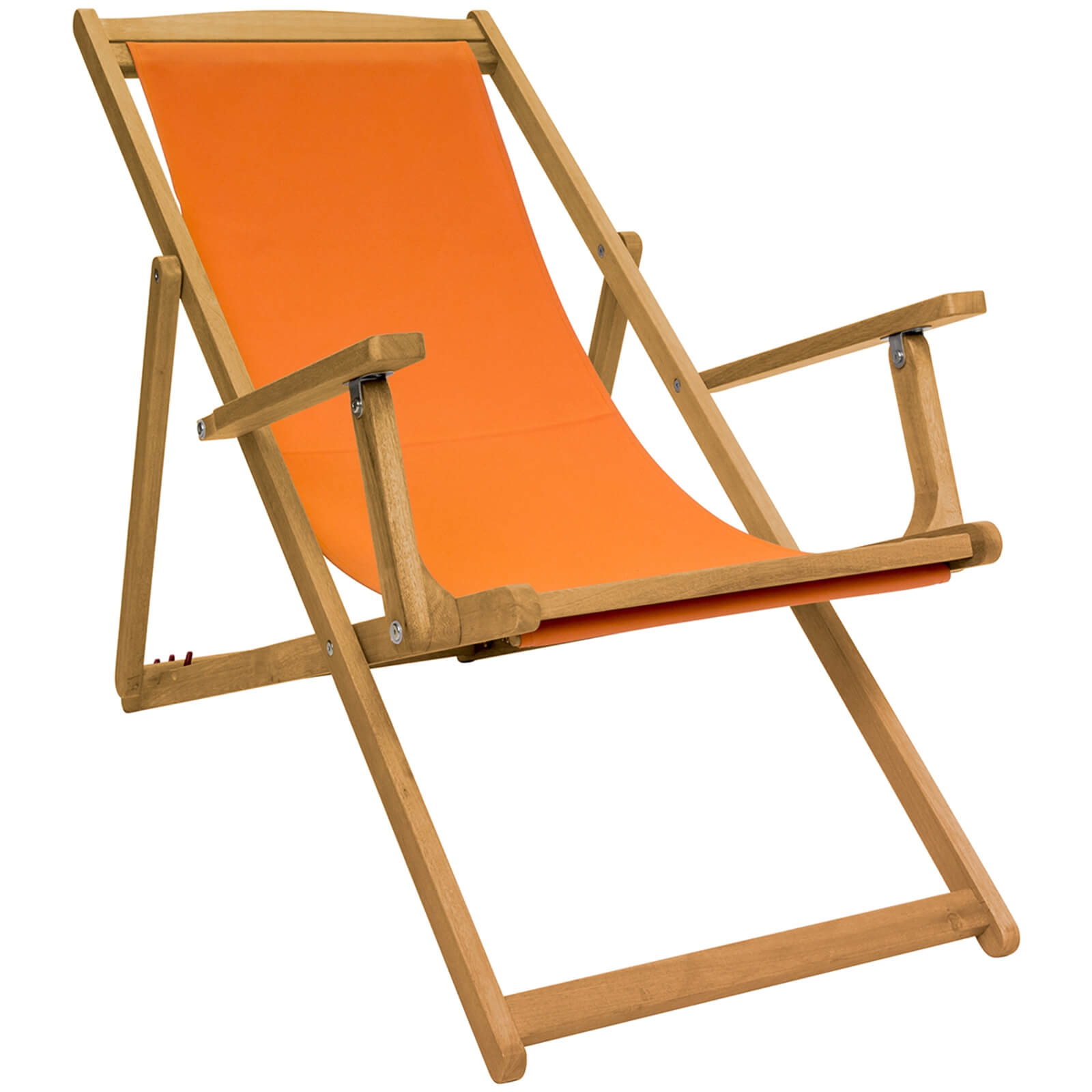 Charles Bentley Wooden FSC Eucalyptus Folding Deck Chair Orange
