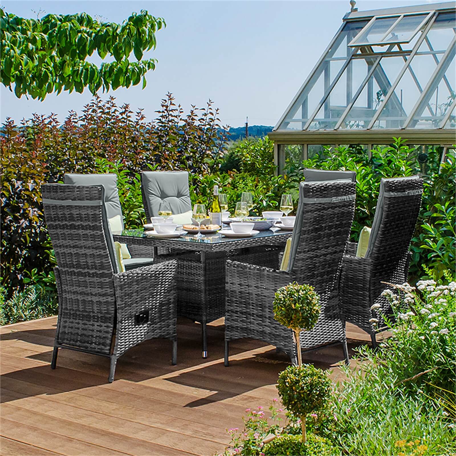 Homebase Garden Table - Nova Florence Rattan 6 Seater Round Dining Set