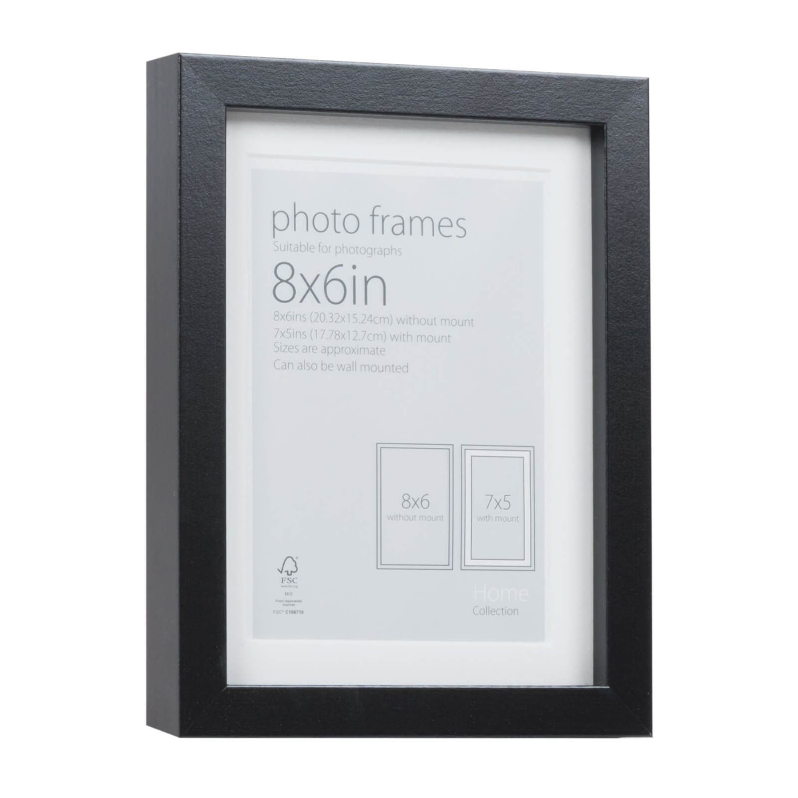 Photo Frame Black 8 x 6 with 7 x 5 Mount Aperture Homebase