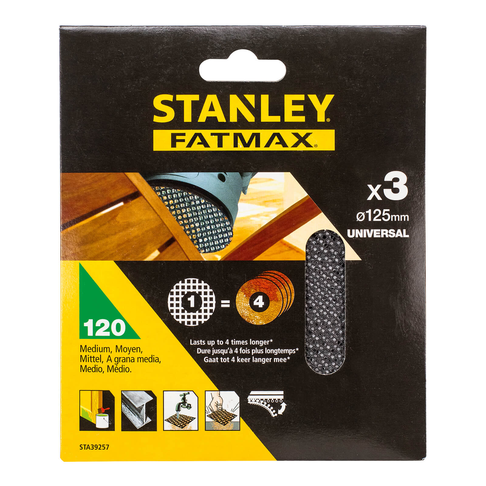 STANLEY FATMAX 3x 120g Quick Fit Random Orbital Sanding Mesh Discs