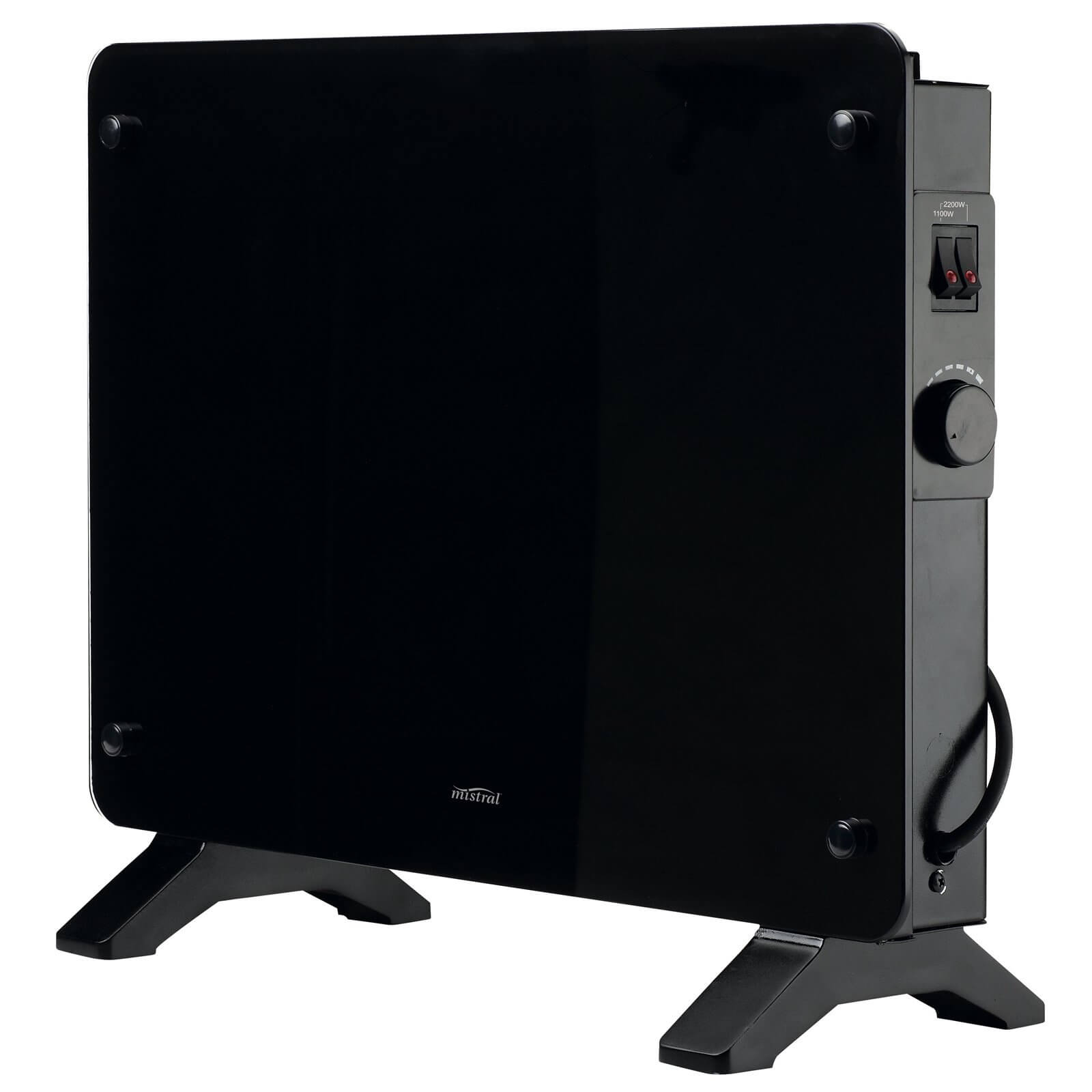2200W Black Glass Panel Heater Homebase