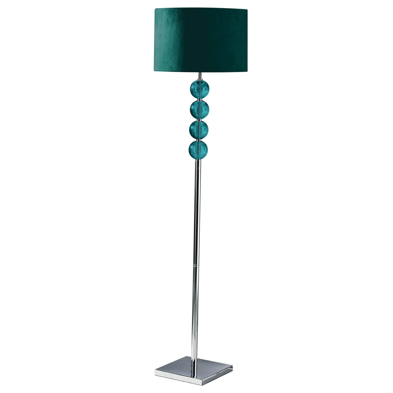 Mistro Teal Suede Effect Shade Floor Lamp Homebase