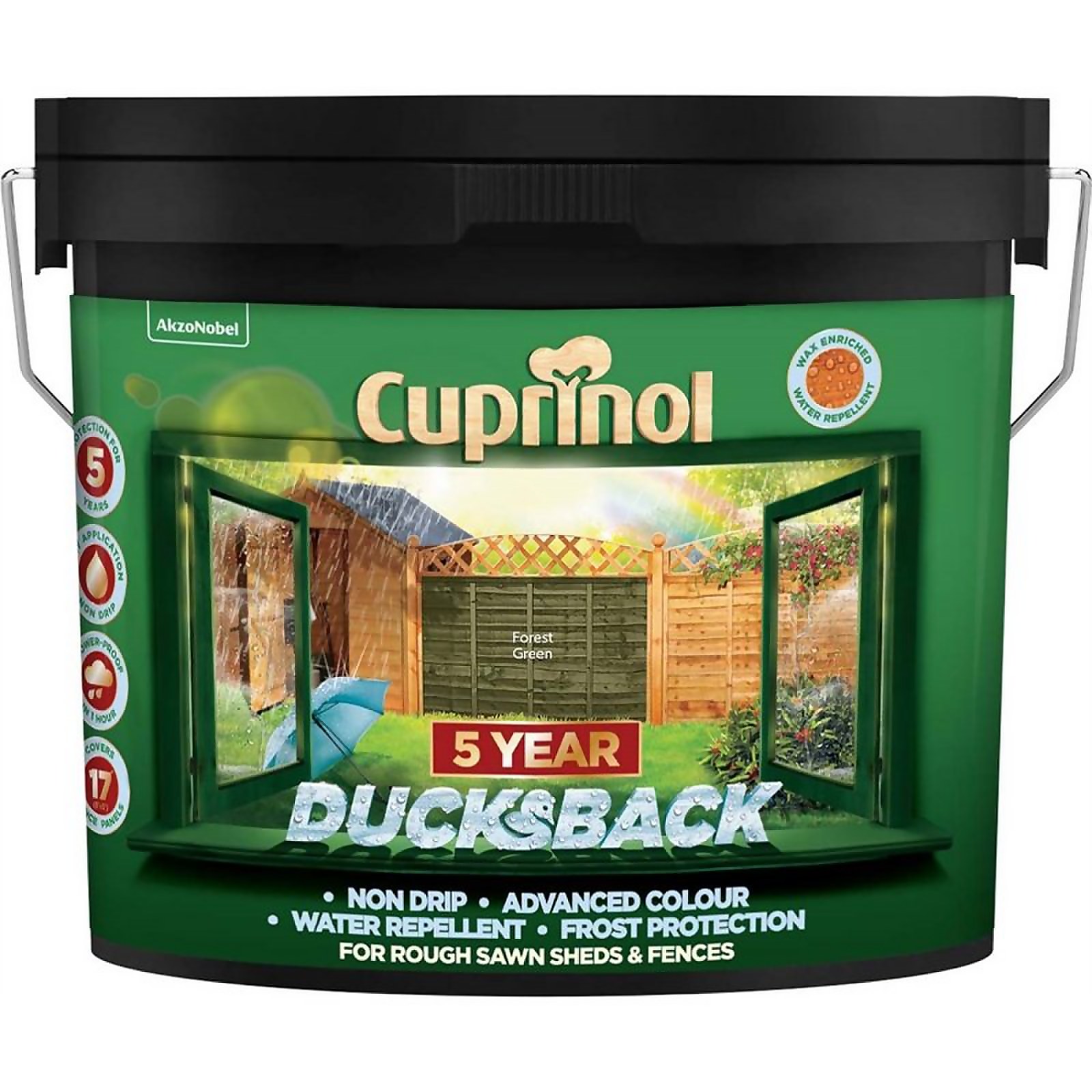 Cuprinol 5 Year Ducksback - Forest Green - 9L | Homebase