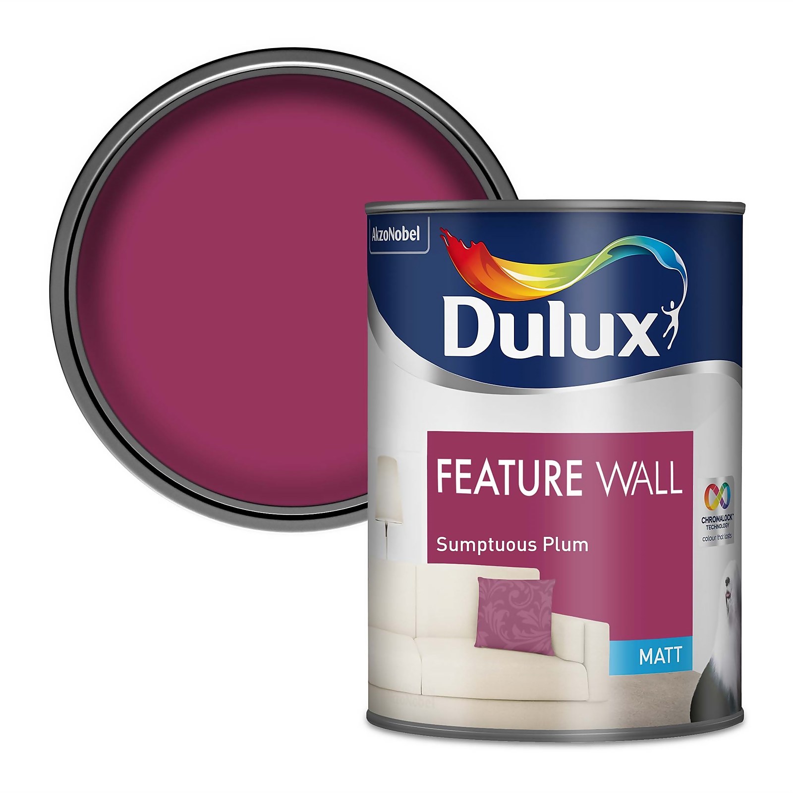 Dulux Feature Wall Sumptious Plum Matt Paint 1.25L Homebase