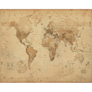 World Map Antique Style - Mini Poster - 40 x 50cm