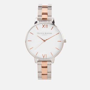 Olivia Burton Women's White Dial Bracelet Watch - Silver & Rose Gold