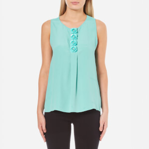 Boutique Moschino Women's Flower Detail Sleeveless Blouse - Blue