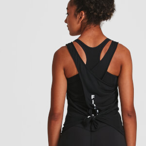 IdealFit Open Back Vest Tank Top - Black