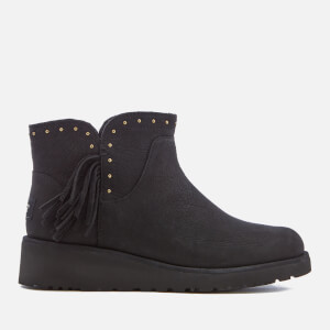 UGG Women's Cindy Leather Tassle Ankle Boots - Black