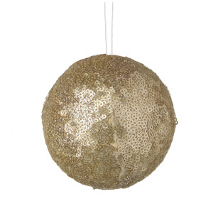 Parlane Sequin Hanging Decoration (10 x 10cm) - Gold Bauble