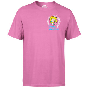 Nintendo Super Mario Peach Merry Christmas Pocket Wreath Pink T-Shirt