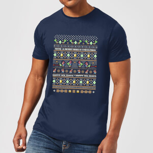 Nintendo Yoshi Have A Merry Mario Christmas Navy T-Shirt