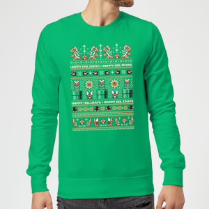 Nintendo Super Mario Happy Holidays The Bad Guys Green Christmas Sweatshirt