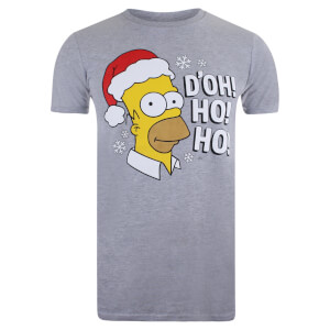 The Simpsons Men's Christmas D'oh Ho! Ho! T-Shirt - Grey Marl