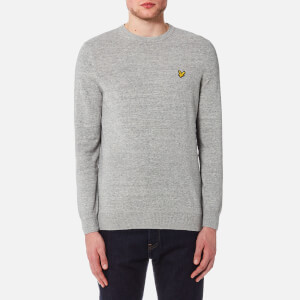 Lyle & Scott Men's Crew Neck Cotton Linen Knitted Jumper - Light Grey Marl