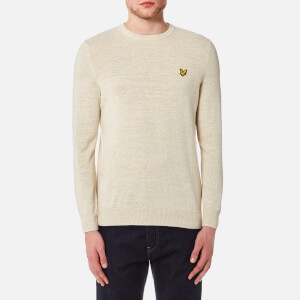 Lyle & Scott Men's Crew Neck Cotton Linen Knitted Jumper - Oatmeal Marl