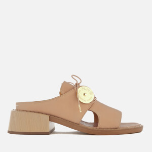 MM6 Maison Margiela Women's Open Toe Slip On Sandal with Wooden Block Heels - Sand