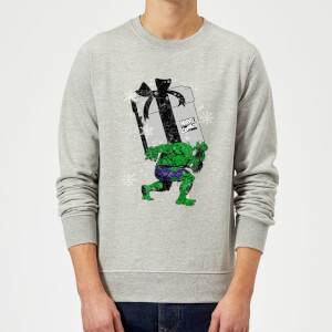 Marvel Comics The Incredible Hulk Christmas Present Grey Christmas Sweatshirt