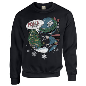 DC Comics Originals Superman Peace On Earth Black Christmas Sweatshirt