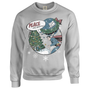 DC Comics Originals Superman Peace On Earth Grey Christmas Sweatshirt