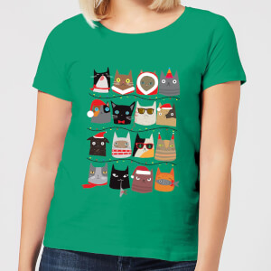 Christmas Cats Women's T-Shirt - Kelly Green