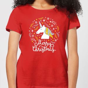Unicorn Christmas Women's T-Shirt - Red