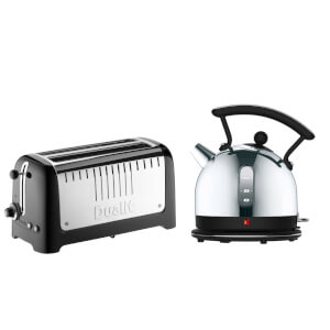 Dualit Dome Kettle and 4 Slice Long Slot Toaster Bundle - Black
