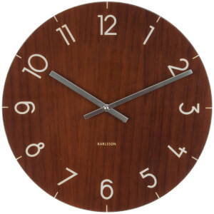 Karlsson Small Glass Wall Clock - Dark Wood