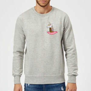 Christmas Unicorn Pocket Sweatshirt - Grey