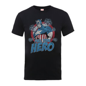 T-Shirt Homme Full Time Hero - Captain America - Marvel Comics - Noir