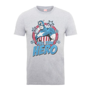 T-Shirt Homme Full Time Hero - Captain America - Marvel Comics - Gris