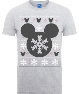 Disney Mickey Mouse Mickey Christmas Men's Grey T-Shirt