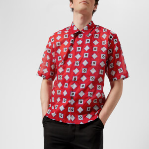Maison Margiela Men's Printed Muslin Short Sleeve Shirt - Red Print