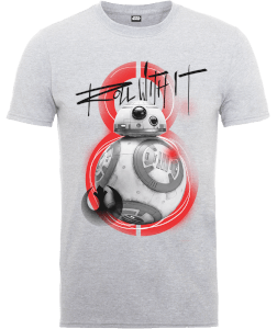 Star Wars The Last Jedi BB8 Roll With IT Grey T-Shirt