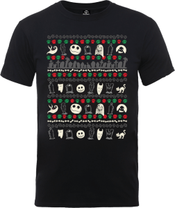 Disney The Nightmare Before Christmas Jack Sally Zero Faces Black T-Shirt