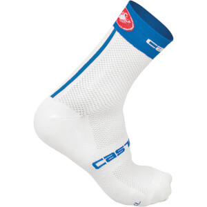 Castelli Free 9 Socks - White/Surf Blue