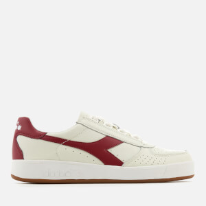 Diadora Men's B.Elite L Grained Leather Trainers - White/Tibetan Red