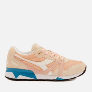 Diadora Men's N9000 III Nylon/Suede Trainers - Bisque/Bleached Sand/Vivid Blu