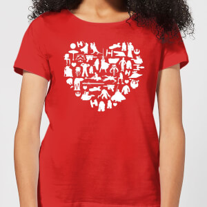 Star Wars Valentine's Heart Montage Women's T-Shirt - Red