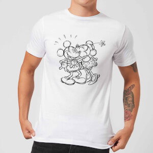 Disney Mickey Mouse Kissing Sketch T-Shirt - White
