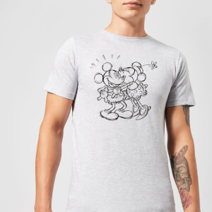 Camiseta Disney Mickey Mouse Beso Mickey & Minnie - Hombre - Gris