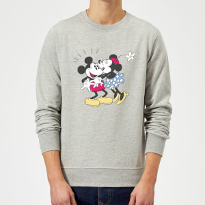 Disney Mickey Mouse Minnie Kiss Sweatshirt - Grey