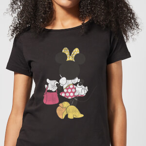 Disney Mickey Mouse Minnie Mouse Back Pose Frauen T-Shirt - Schwarz