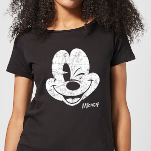 Disney Mickey Mouse Worn Face Women's T-Shirt - Black