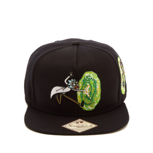 Rick and Morty Men's Embossed Portal Snapback Cap - Black